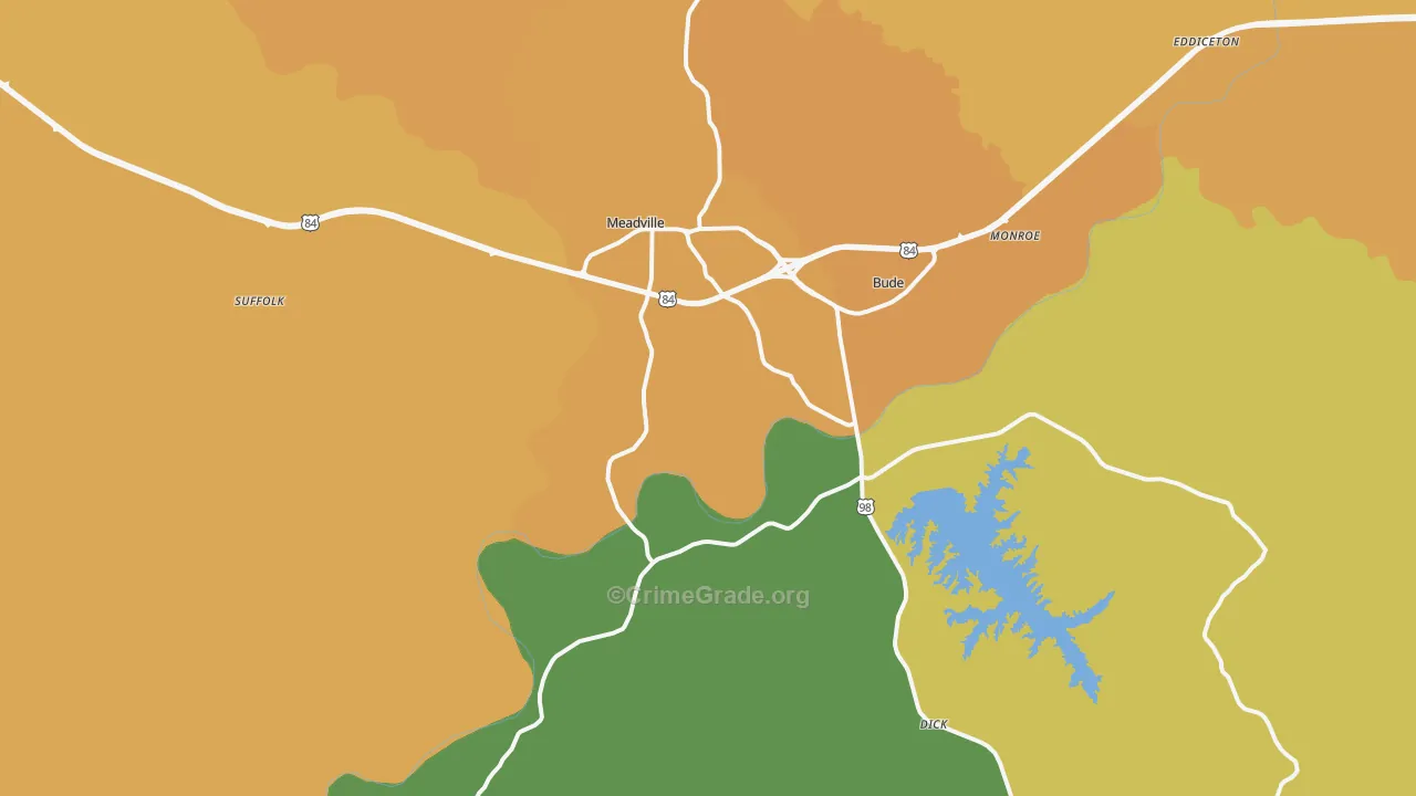 Meadville, MS Map of Murder Rates