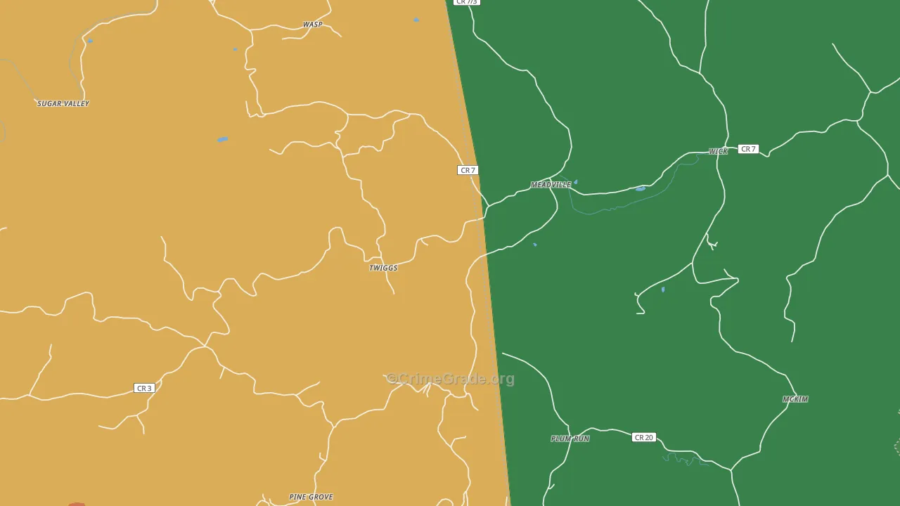 Meadville, WV Map of Murder Rates