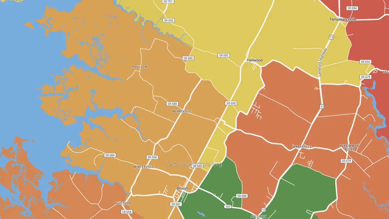 Mears, VA Map of Murder Rates