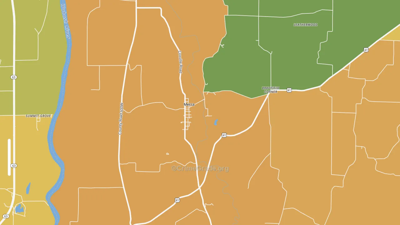 Mecca, IN Map of Murder Rates