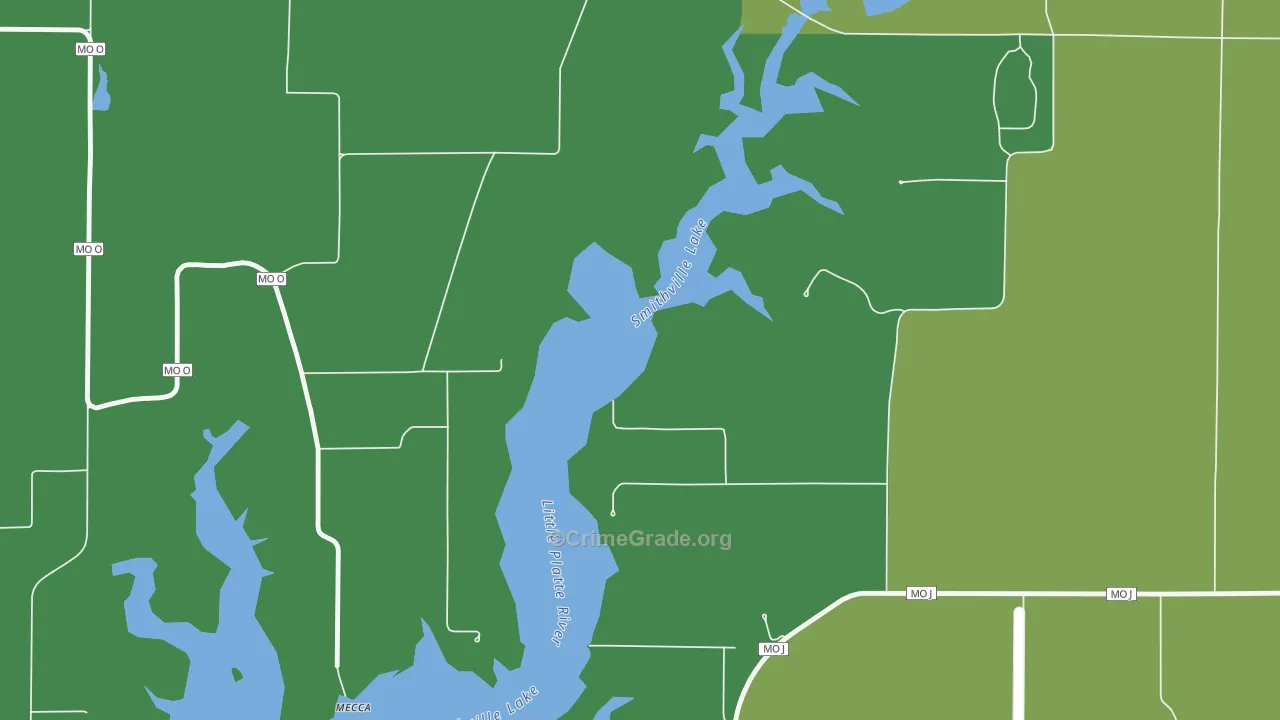Mecca, MO Map of Murder Rates