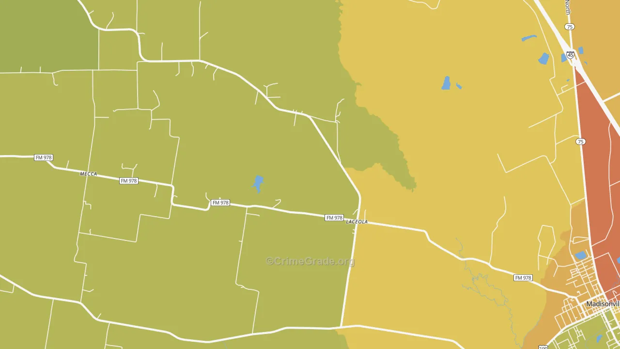 Mecca, TX Map of Murder Rates