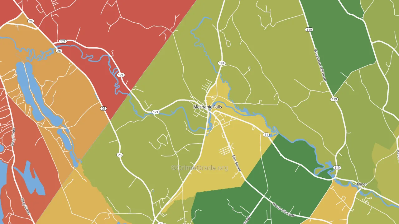 Mechanic Falls, ME Map of Murder Rates