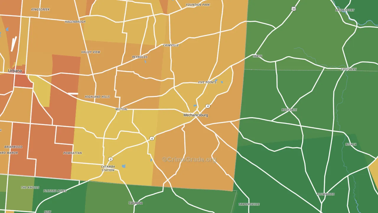 Mechanicsburg, OH Map of Murder Rates