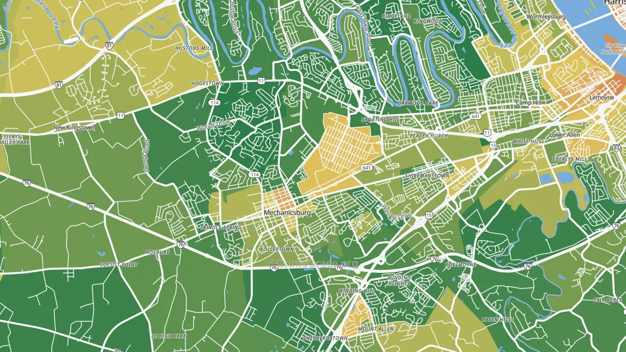 Mechanicsburg, PA Map of Murder Rates