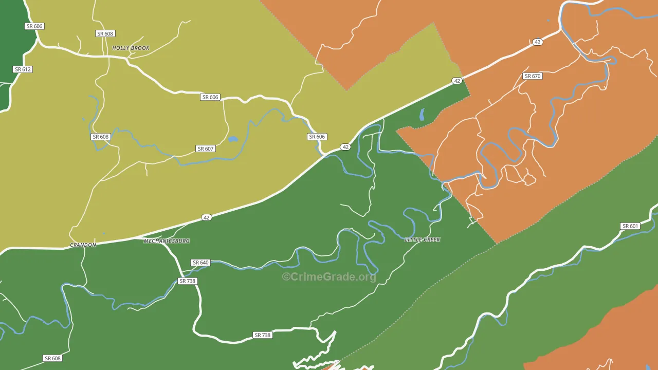 Mechanicsburg, VA Map of Murder Rates
