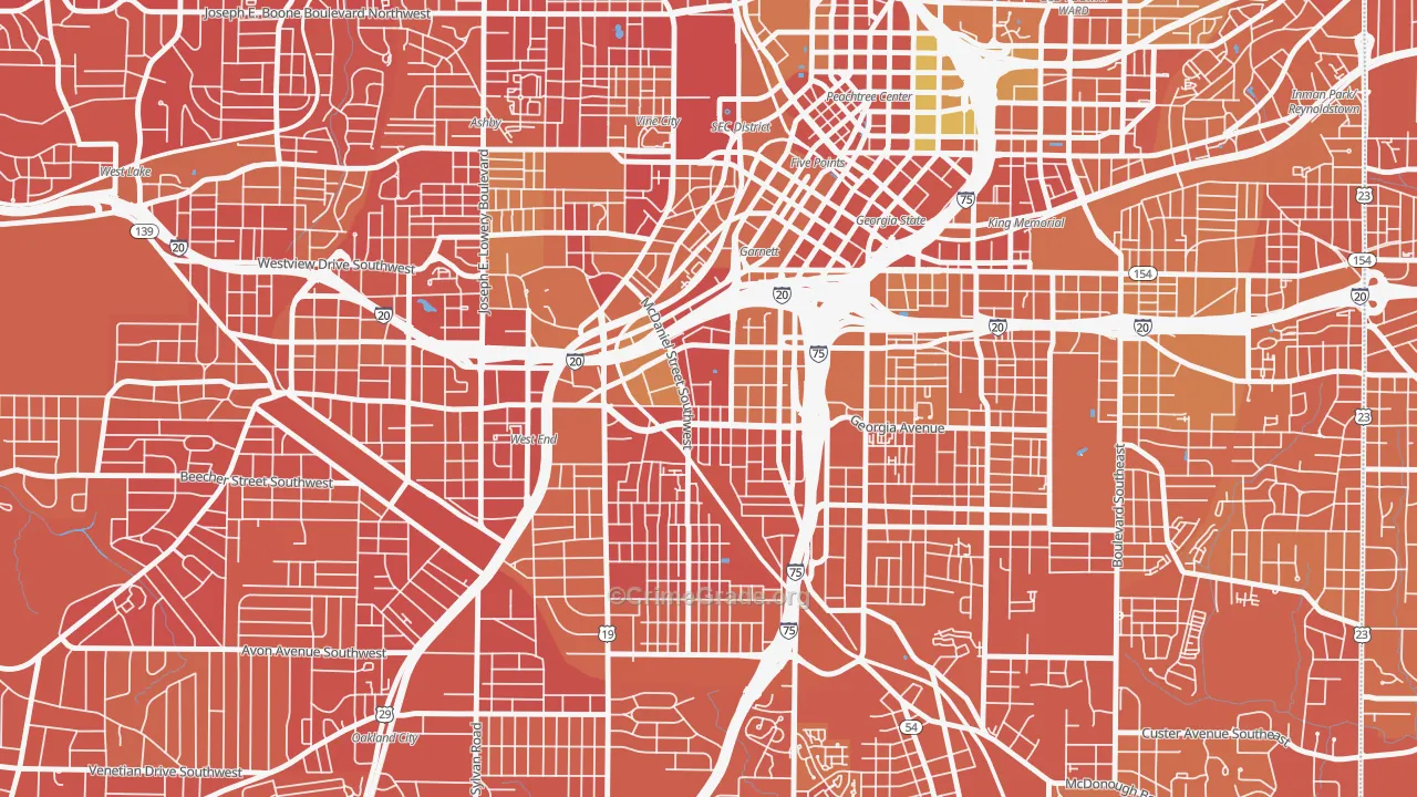 Mechanicsville, Atlanta, GA Map of Murder Rates