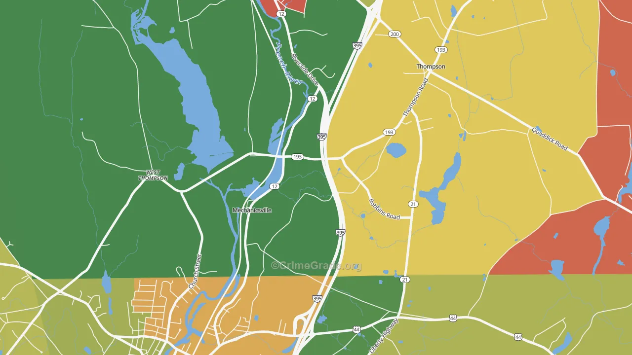 Mechanicsville, CT Map of Murder Rates