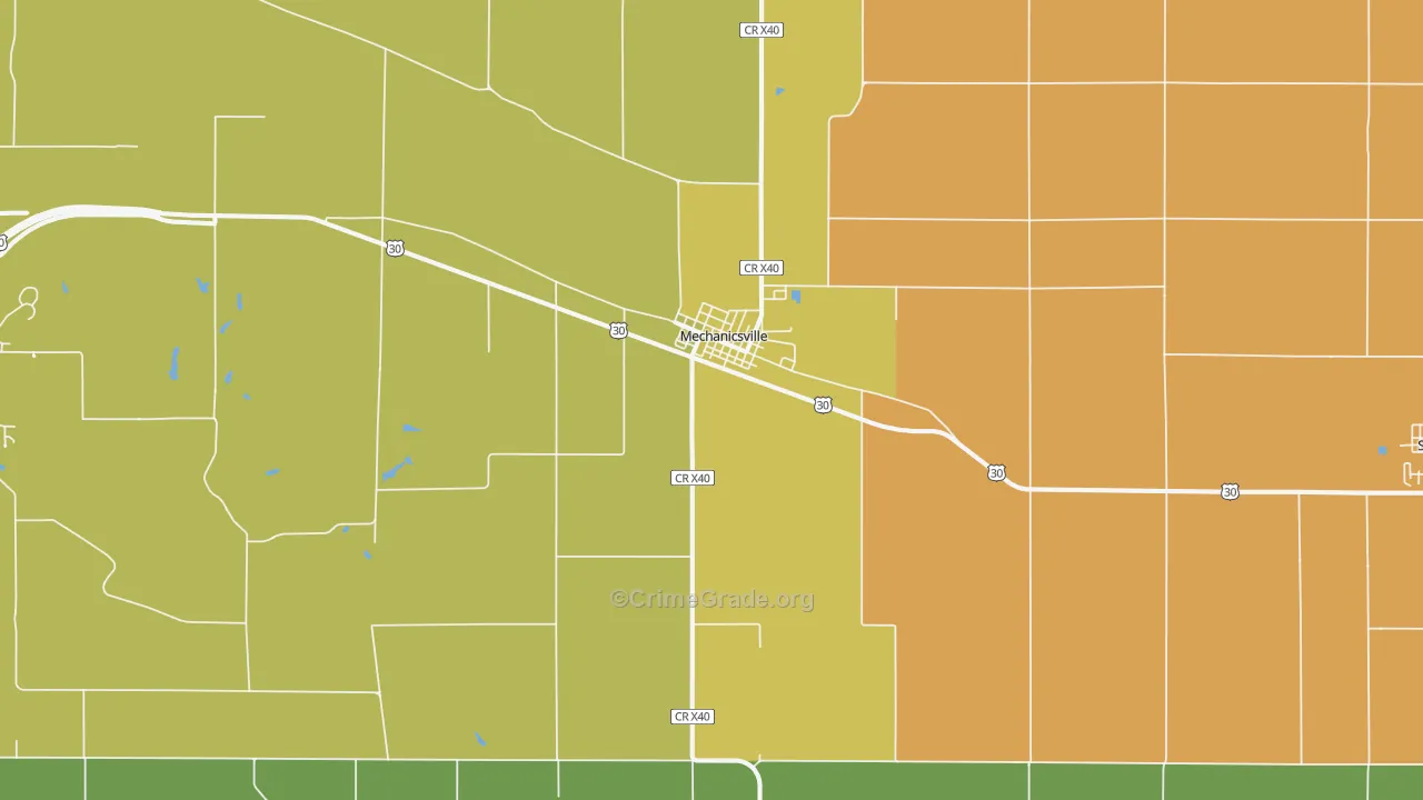 Mechanicsville, IA Map of Murder Rates