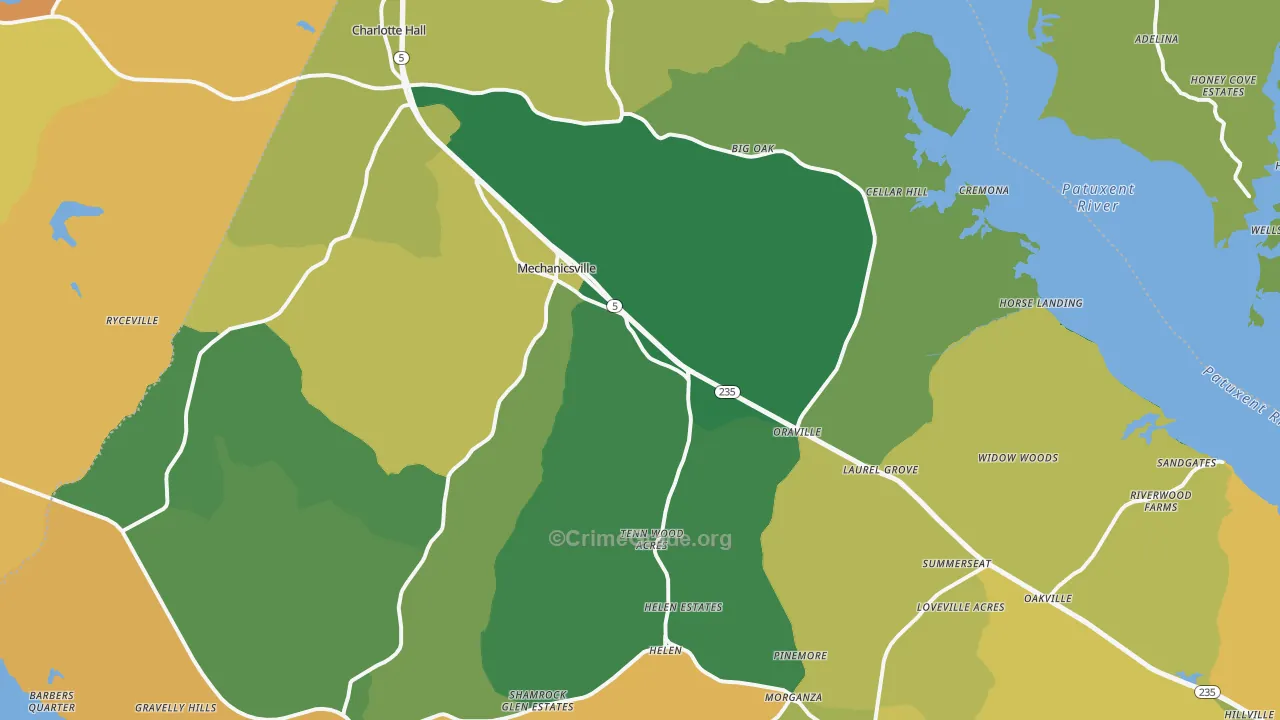 Mechanicsville, MD Map of Murder Rates