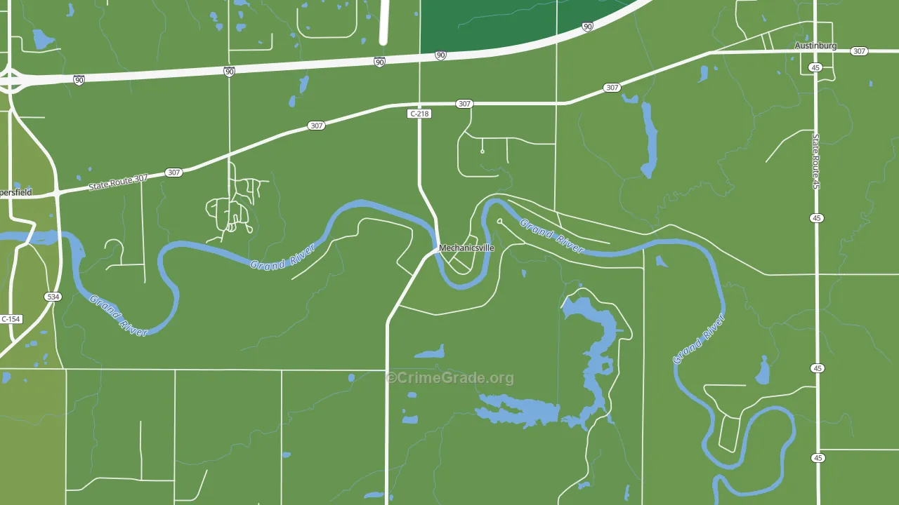 Mechanicsville, OH Map of Murder Rates