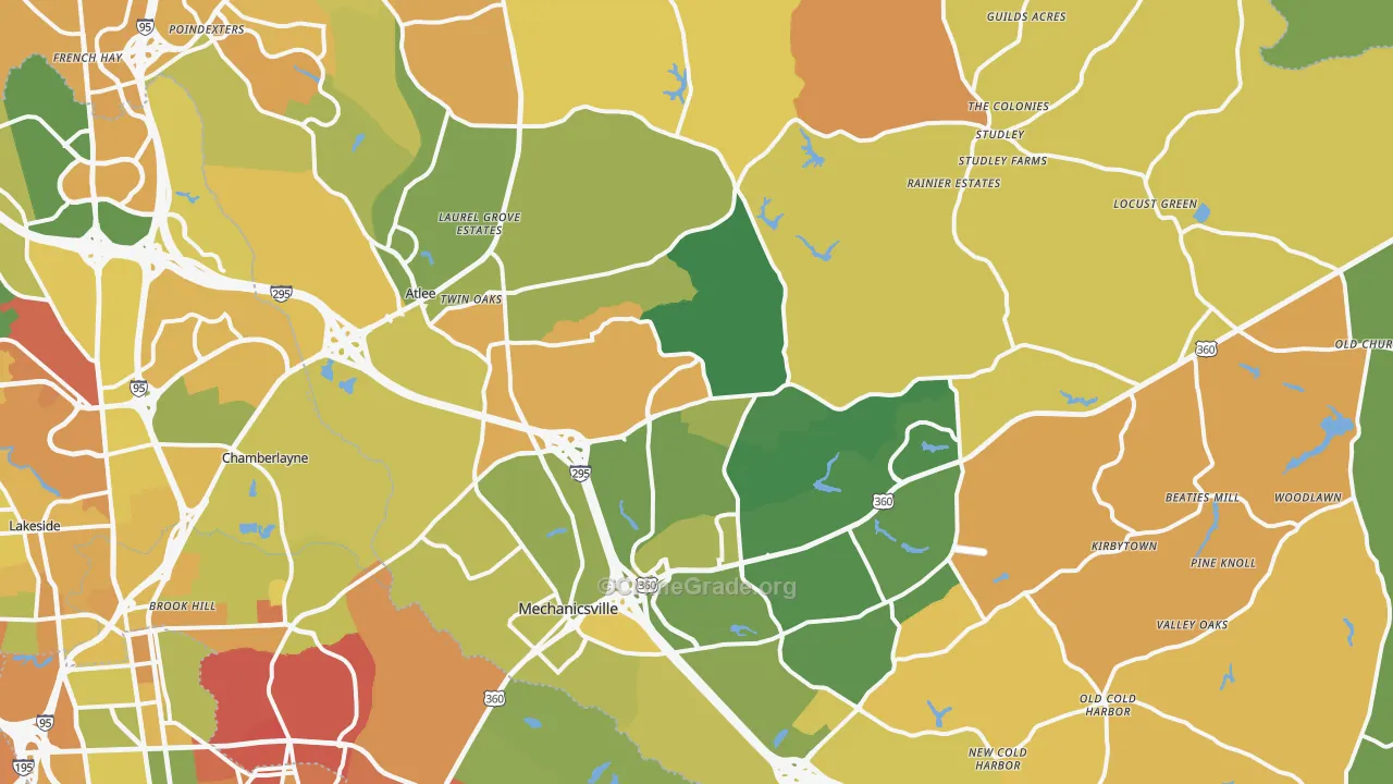 Mechanicsville, VA Map of Murder Rates