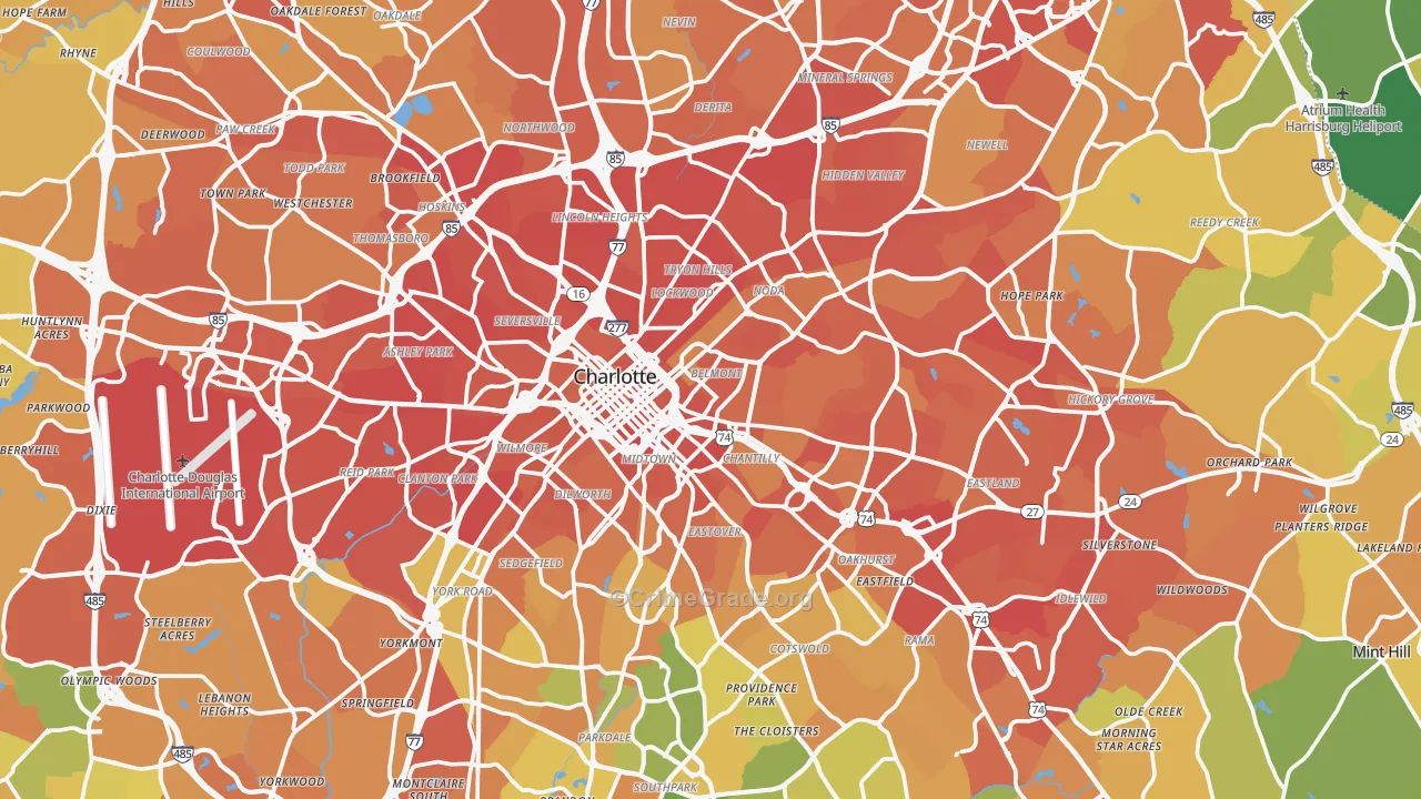 Mecklenburg County, NC Map of Murder Rates