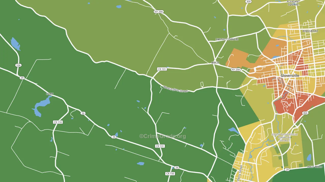 Meco, NY Map of Murder Rates