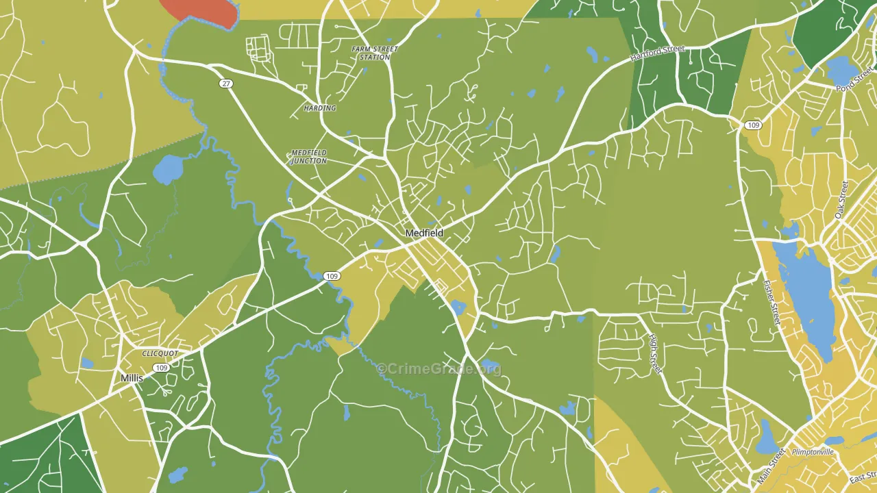 Medfield, MA Map of Murder Rates