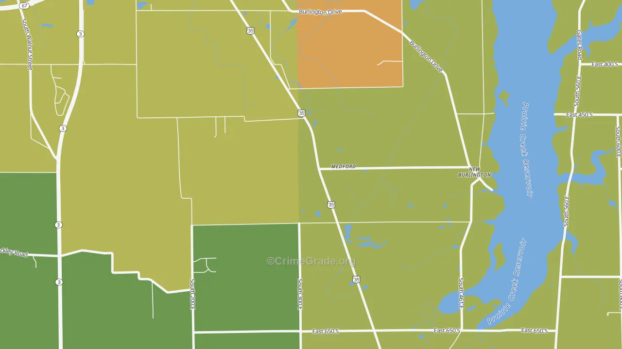Medford, IN Map of Murder Rates