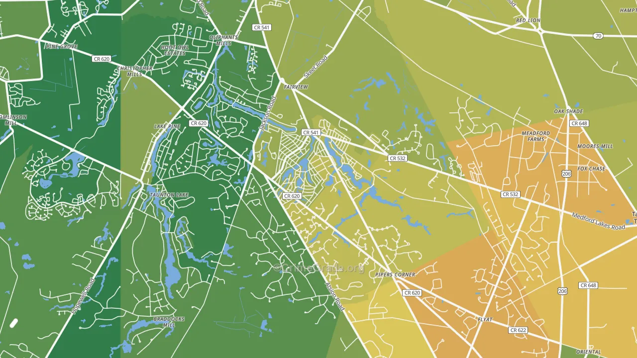 Medford Lakes, NJ Map of Murder Rates