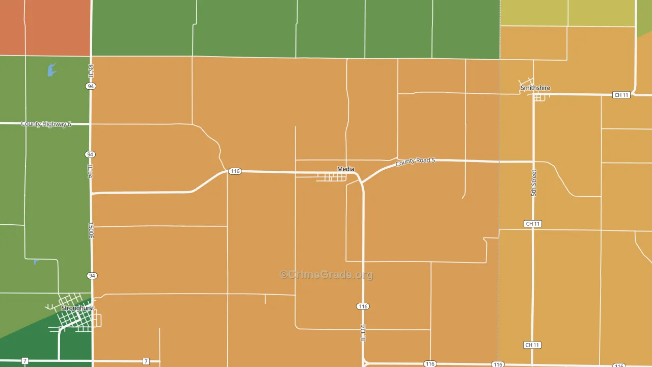 Media, IL Map of Murder Rates