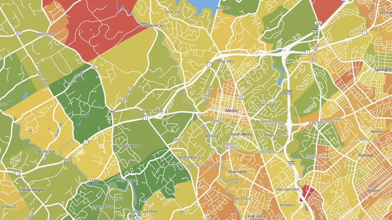 Media, PA Map of Murder Rates