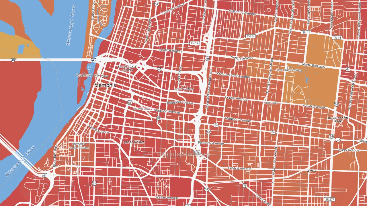 Medical District, Memphis, TN Map of Murder Rates