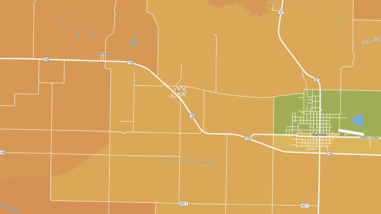 Medill, MO Map of Murder Rates