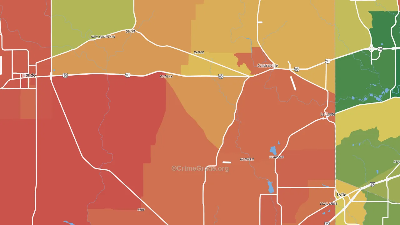 Medina County, TX Map of Murder Rates