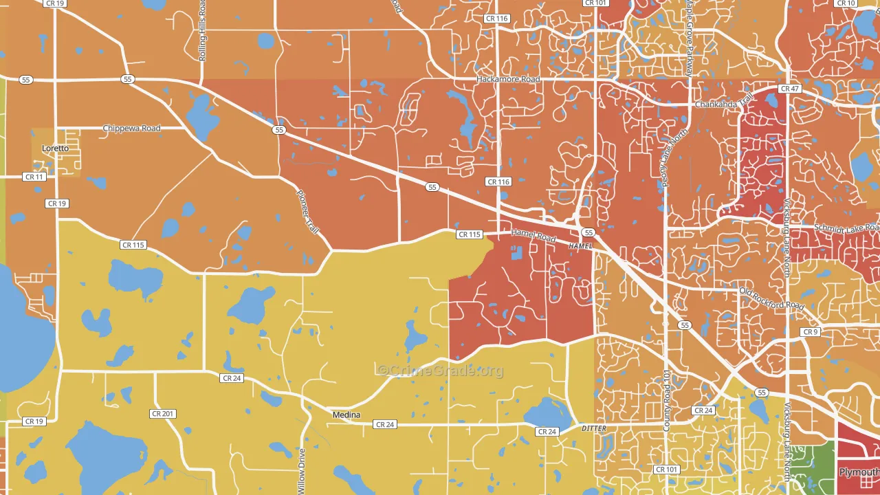 Medina, MN Map of Murder Rates