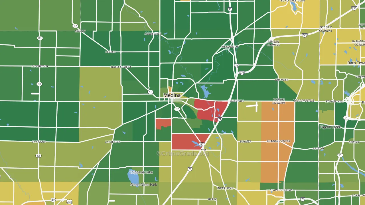 Medina, OH Map of Murder Rates
