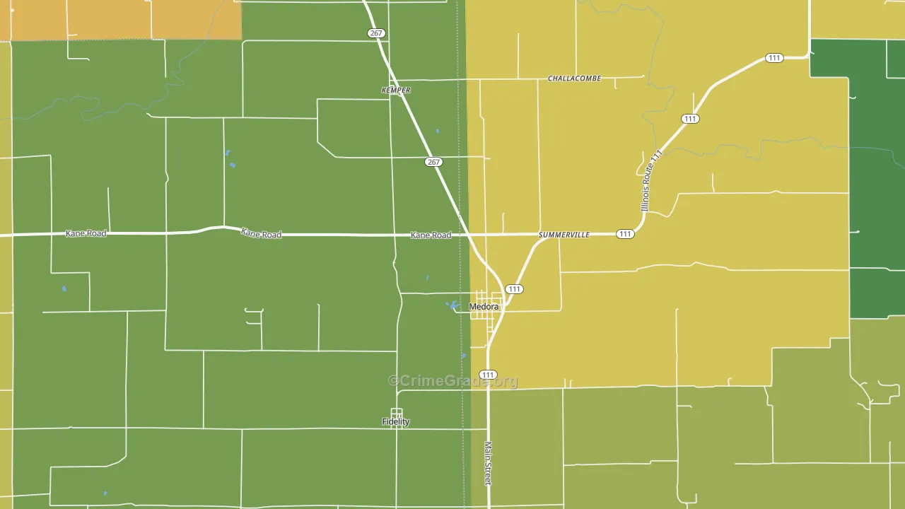 Medora, IL Map of Murder Rates
