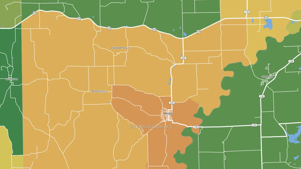 Medora, IN Map of Murder Rates