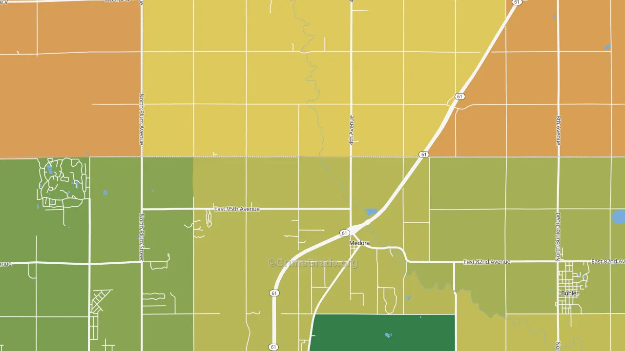 Medora, KS Map of Murder Rates