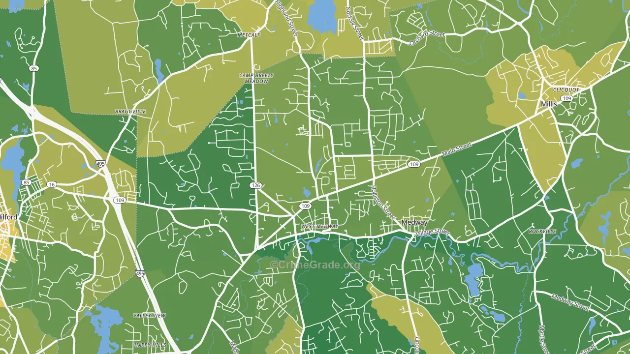 Medway, MA Map of Murder Rates