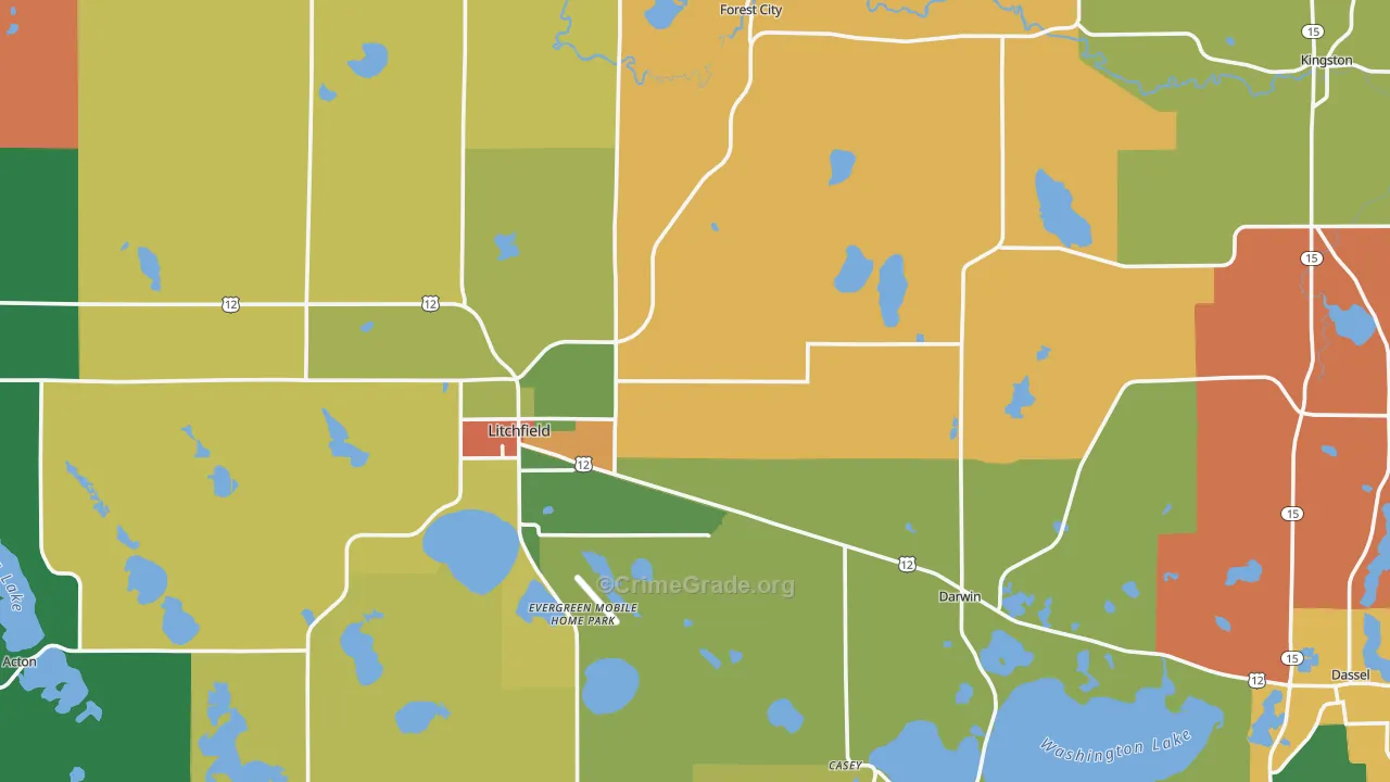 Meeker County, MN Map of Murder Rates