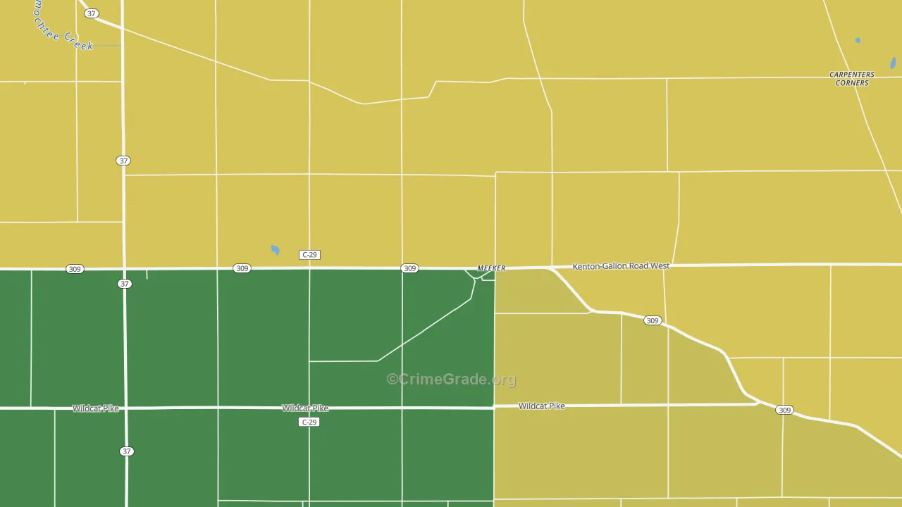 Meeker, OH Map of Murder Rates
