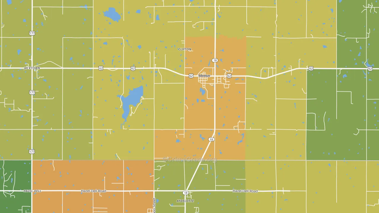 Meeker, OK Map of Murder Rates