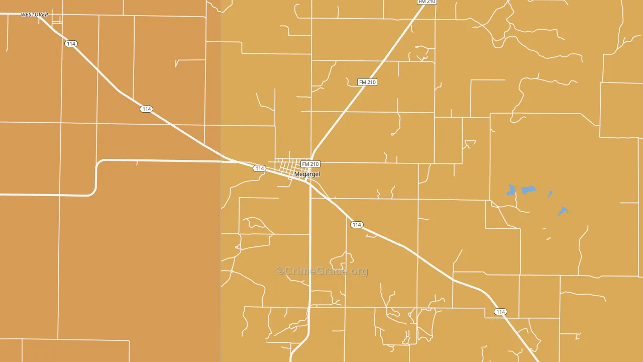 Megargel, TX Map of Murder Rates