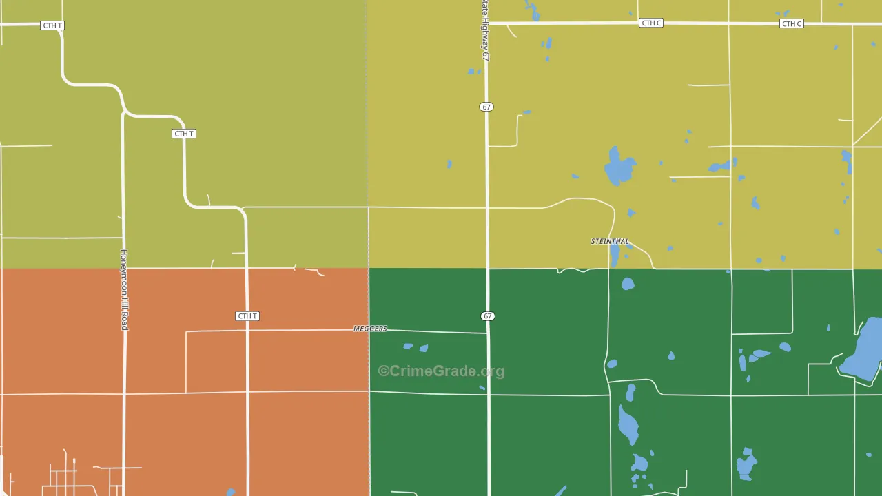 Meggers, WI Map of Murder Rates