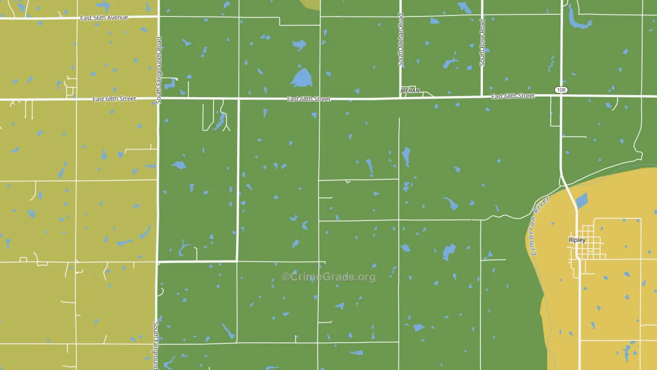Mehan, OK Map of Murder Rates