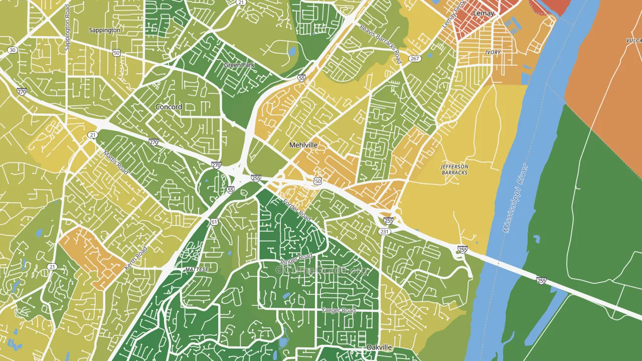 Mehlville, MO Map of Murder Rates
