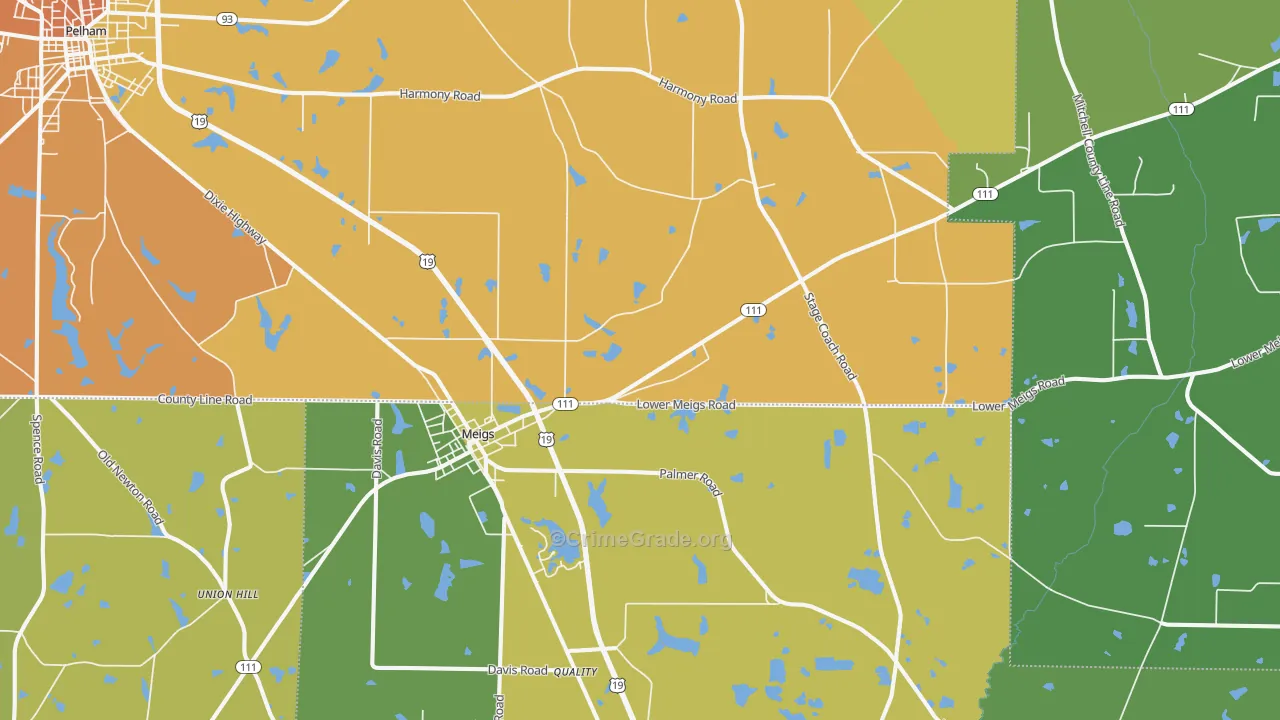 Meigs, GA Map of Murder Rates