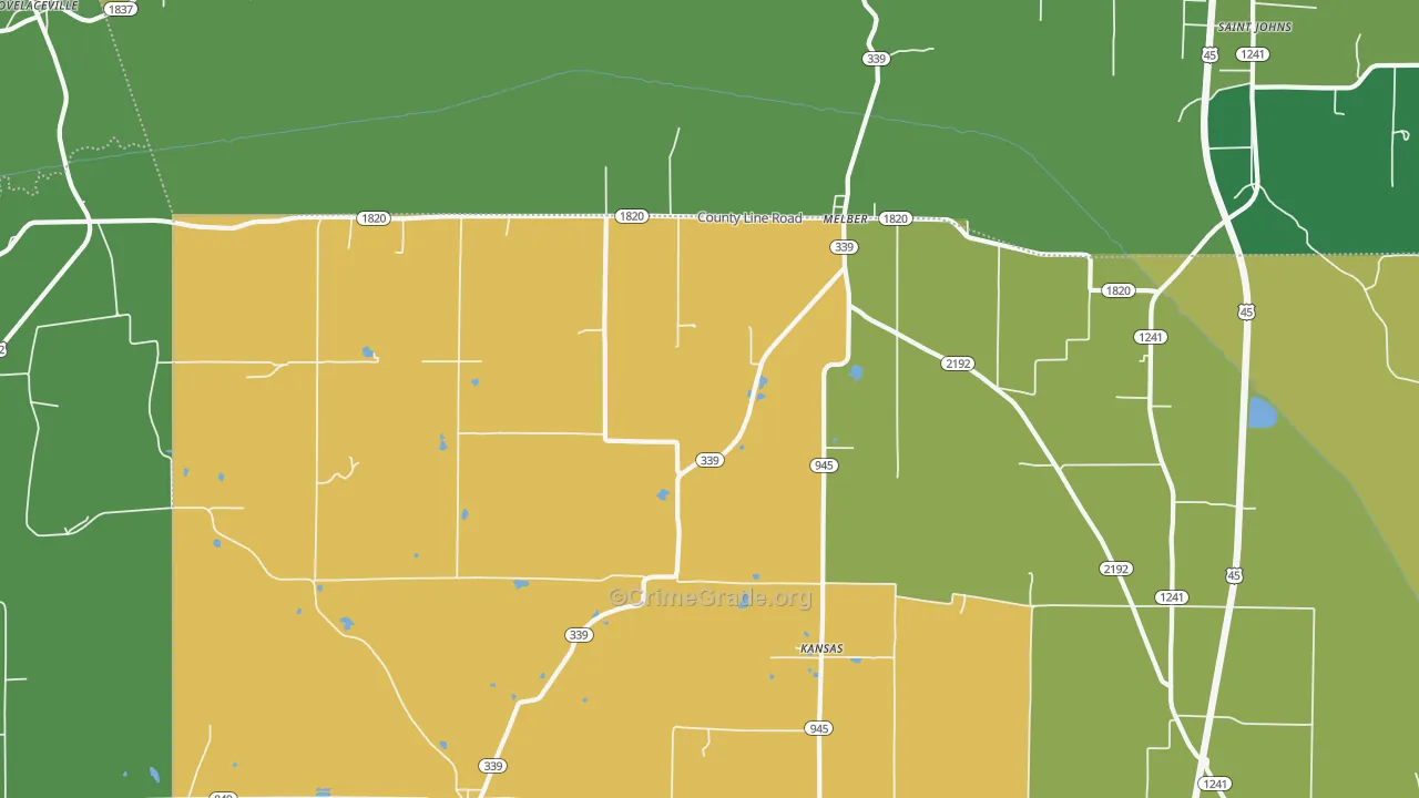Melber, KY Map of Murder Rates