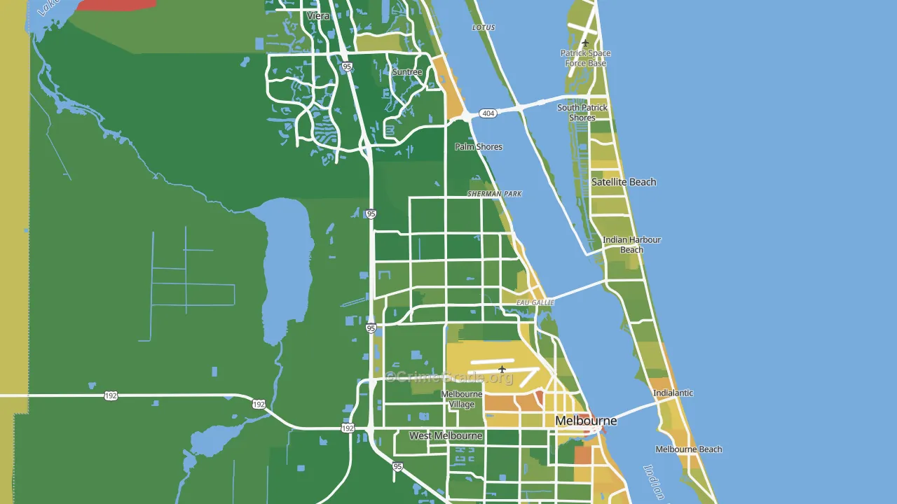 Melbourne, FL Map of Murder Rates