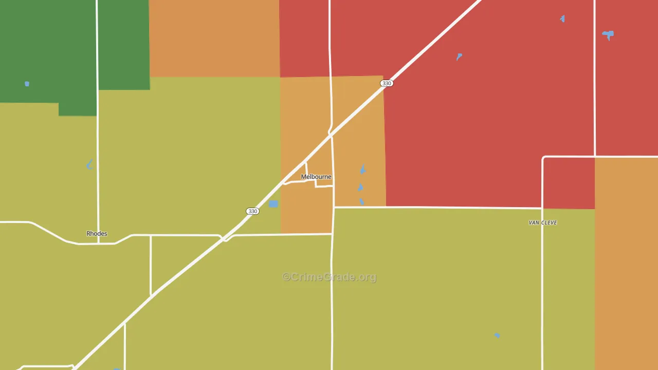Melbourne, IA Map of Murder Rates
