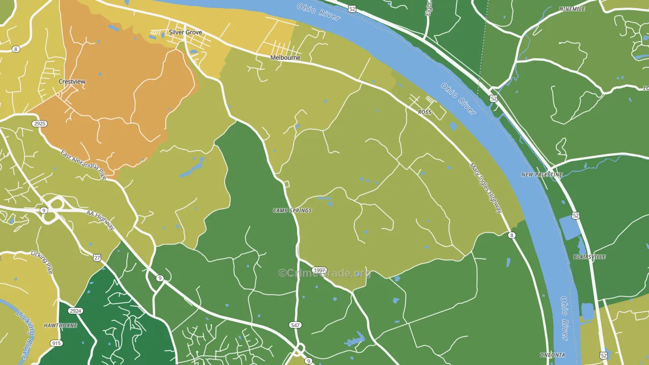 Melbourne, KY Map of Murder Rates