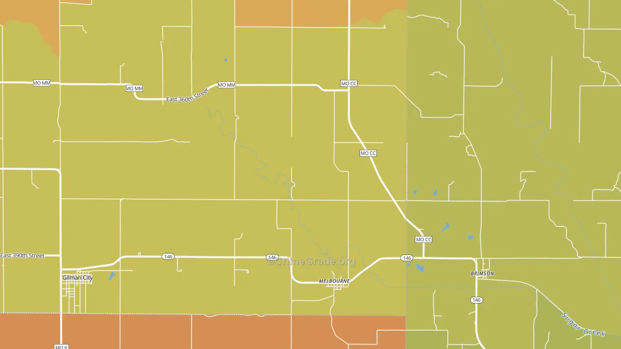 Melbourne, MO Map of Murder Rates