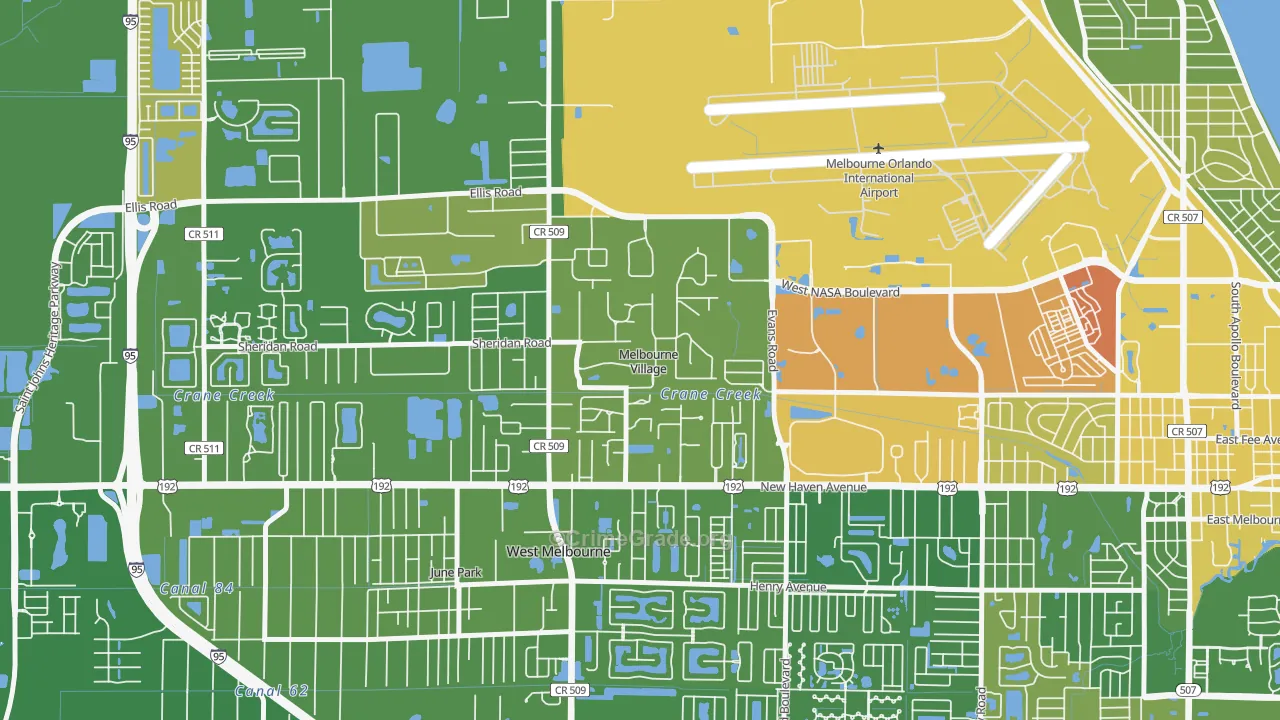 Melbourne Village, FL Map of Murder Rates