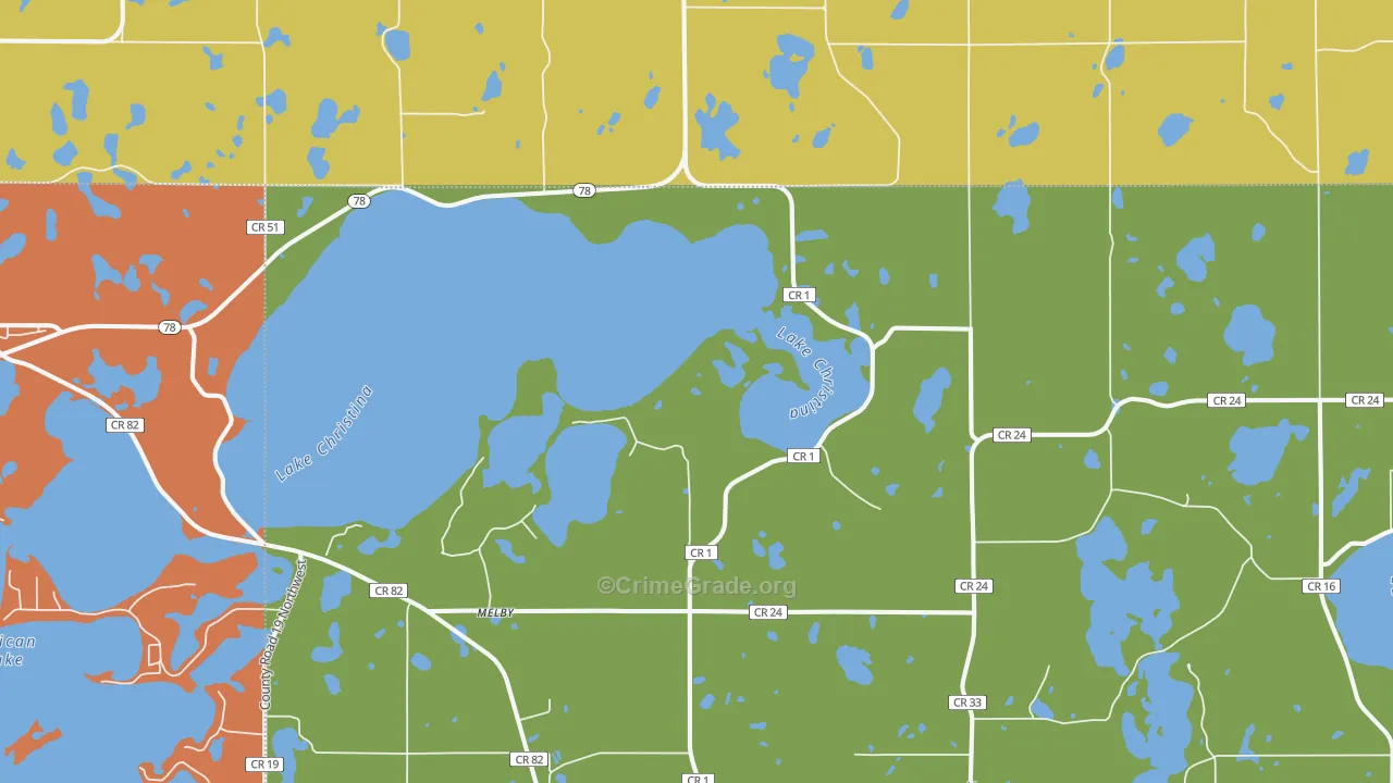 Melby, MN Map of Murder Rates