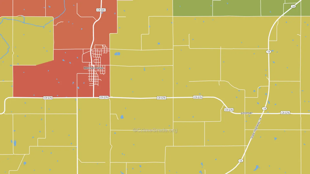 Melcher, IA Map of Murder Rates