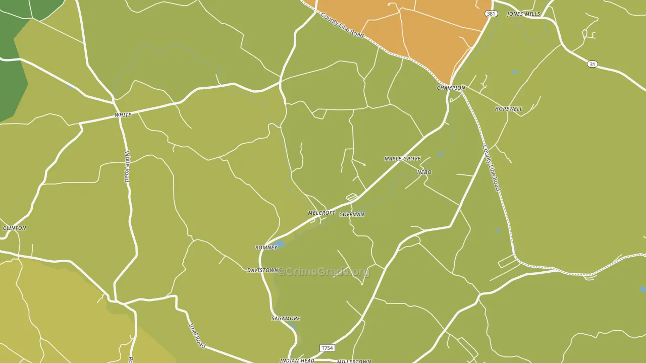 Melcroft, PA Map of Murder Rates