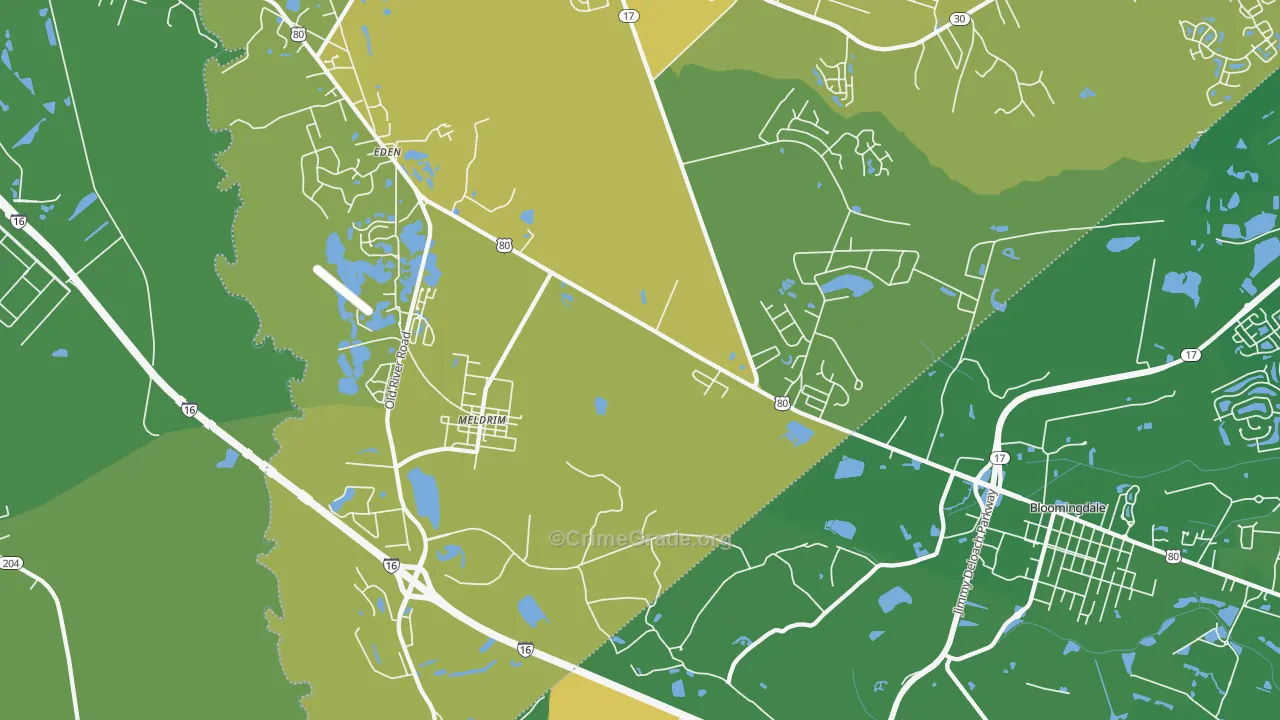 Meldrim, GA Map of Murder Rates